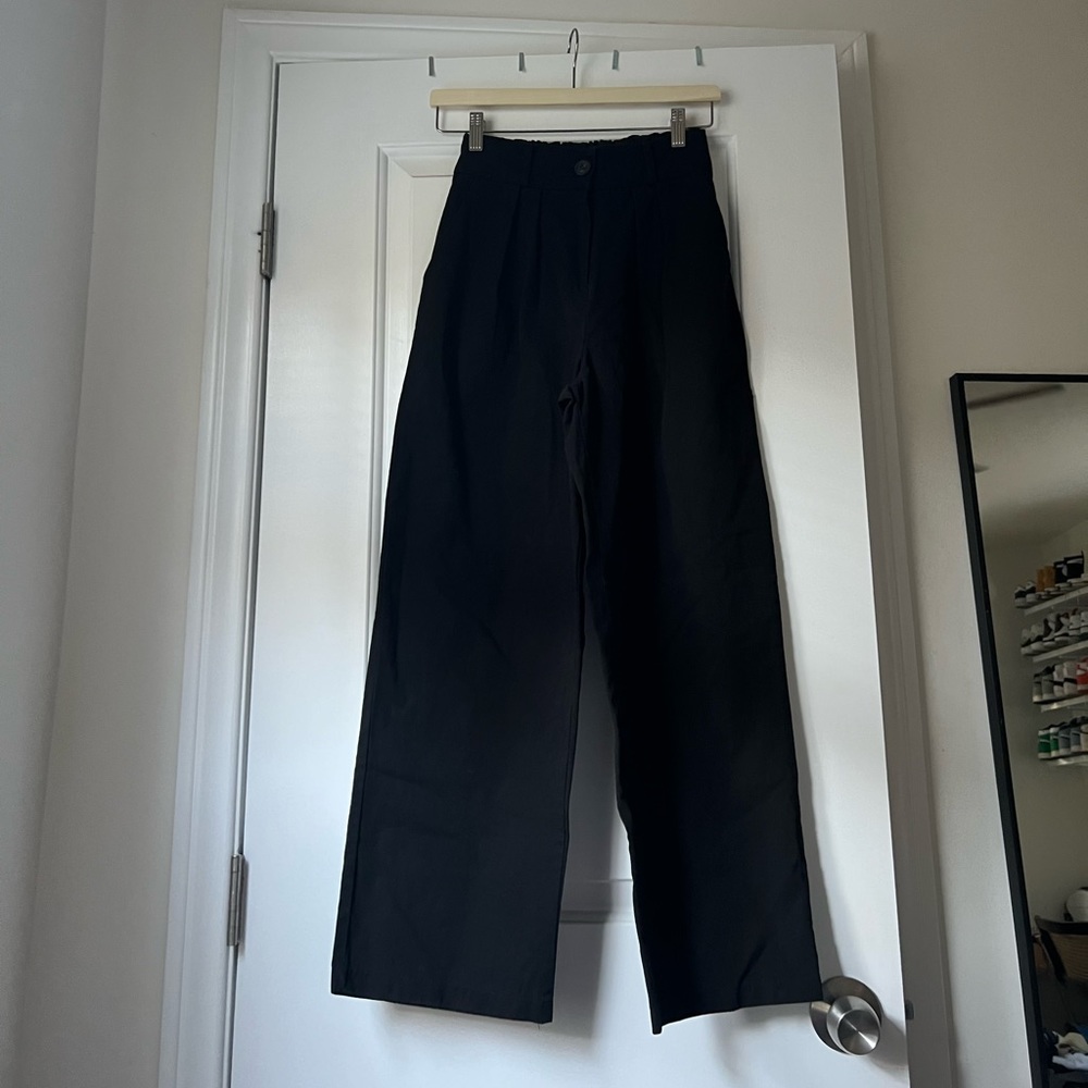 Oak & Fort Black High Waisted Wide Leg Pants/Trousers
